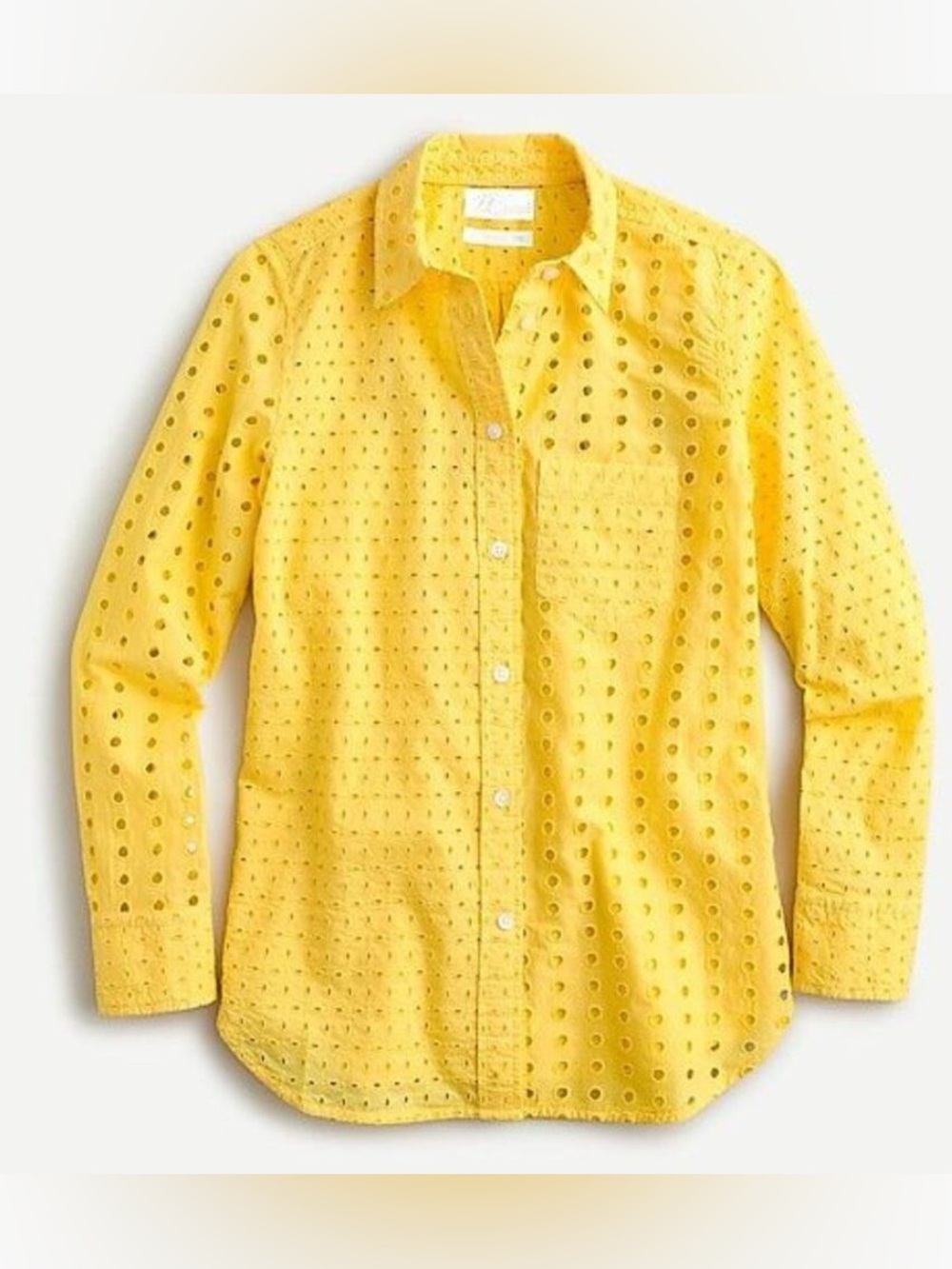 J. Crew Cotton Classic Fit Yellow Eyelet Button-Down Shirt